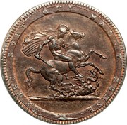 UK Crown George III (Pattern) 1818 KM# PnI78 ∙ HONI ∙ SOIT ∙ QUI ∙ MAL ∙ I ∙ PENSE ∙ PISTRUCCI coin reverse UK Crown George III (Pattern) 1818 KM# PnI78 ∙ HONI ∙ SOIT ∙ QUI ∙ MAL ∙ I ∙ PENSE ∙ PISTRUCCI coin reverse