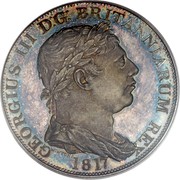 UK Crown Pattern 1817 KM# PnI77 GEORGIUS III D:G: BRITANNIARUM REX W. WYON 1817 coin obverse UK Crown Pattern 1817 KM# PnI77 GEORGIUS III D:G: BRITANNIARUM REX W. WYON 1817 coin obverse
