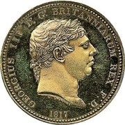 UK Crown Three Graces 1817 KM# Pn77 GEORGIUS III D G BRITANNIARUM REX F D 1817 W.WYON coin obverse UK Crown Three Graces 1817 KM# Pn77 GEORGIUS III D G BRITANNIARUM REX F D 1817 W.WYON coin obverse