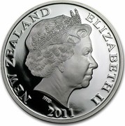 New Zealand Dollar 2011 (w) Proof KM# 347 Decimal Coins NEW ZEALAND ELIZABETH II 2011 coin obverse New Zealand Dollar 2011 (w) Proof KM# 347 Decimal Coins NEW ZEALAND ELIZABETH II 2011 coin obverse