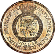 UK Dollar Pattern 1804 KM# Pn66 BRITANNIARUM REX FIDEI DEFENSOR 1804 HONI SOIT QUI MAL Y PENSE DOLLAR coin reverse UK Dollar Pattern 1804 KM# Pn66 BRITANNIARUM REX FIDEI DEFENSOR 1804 HONI SOIT QUI MAL Y PENSE DOLLAR coin reverse