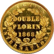 UK Double Florin Pattern 1868 Proof Pattern KM# Pn115 5 FRANCS DOUBLE FLORIN 1868 INTERNATIONAL coin reverse UK Double Florin Pattern 1868 Proof Pattern KM# Pn115 5 FRANCS DOUBLE FLORIN 1868 INTERNATIONAL coin reverse