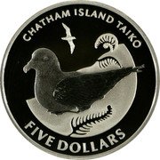 New Zealand Five Dollars Chatham Island Taiko 2004 Proof KM# 133a CHATMAN ISLAND TAIKO FIVE DOLLARS coin reverse New Zealand Five Dollars Chatham Island Taiko 2004 Proof KM# 133a CHATMAN ISLAND TAIKO FIVE DOLLARS coin reverse