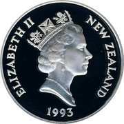 New Zealand Five Dollars Coronation 40th Anniversary 1993 Proof KM# 88a NEW ZEALAND ELIZABETH II 1993 RDM coin obverse New Zealand Five Dollars Coronation 40th Anniversary 1993 Proof KM# 88a NEW ZEALAND ELIZABETH II 1993 RDM coin obverse
