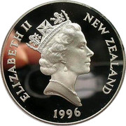 New Zealand Five Dollars Kaka 1996 Proof KM# 97a NEW ZEALAND ELIZABETH II 1996 RDM coin obverse New Zealand Five Dollars Kaka 1996 Proof KM# 97a NEW ZEALAND ELIZABETH II 1996 RDM coin obverse