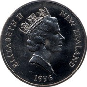 New Zealand Five Dollars Kaka Bush Parrot 1996 KM# 97 NEW ZEALAND ELIZABETH II 1996 RDM coin obverse New Zealand Five Dollars Kaka Bush Parrot 1996 KM# 97 NEW ZEALAND ELIZABETH II 1996 RDM coin obverse