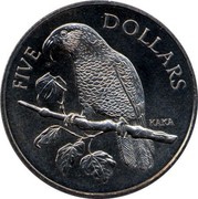 New Zealand Five Dollars Kaka Bush Parrot 1996 KM# 97 FIVE DOLLARS KAKA coin reverse New Zealand Five Dollars Kaka Bush Parrot 1996 KM# 97 FIVE DOLLARS KAKA coin reverse