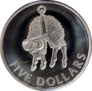 New Zealand Five Dollars Pride in New Zealand - Fleece 1998 (v) Proof KM# 110a FIVE DOLLARS coin reverse