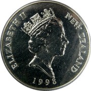 New Zealand Five Dollars Royal Albatross 1998 KM# 107 NEW ZEALAND ELIZABETH II 1998 RDM coin obverse New Zealand Five Dollars Royal Albatross 1998 KM# 107 NEW ZEALAND ELIZABETH II 1998 RDM coin obverse