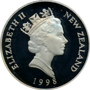 New Zealand Five Dollars Royal Albatross 1998 Proof KM# 107a NEW ZEALAND ELIZABETH II 1998 RDM coin obverse New Zealand Five Dollars Royal Albatross 1998 Proof KM# 107a NEW ZEALAND ELIZABETH II 1998 RDM coin obverse