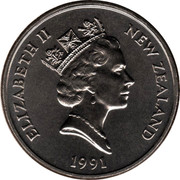 New Zealand Five Dollars Rugby World Cup 1991 (c) KM# 80 ELIZABETH II NEW ZEALAND 1991 RDM coin obverse New Zealand Five Dollars Rugby World Cup 1991 (c) KM# 80 ELIZABETH II NEW ZEALAND 1991 RDM coin obverse