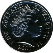 New Zealand Five Dollars Tuatara 2007 (c) KM# 150 NEW ZEALAND ELIZABETH II 2007 IRB coin obverse