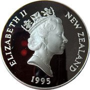 New Zealand Five Dollars Tui 1995 Proof KM# 93a NEW ZEALAND ELIZABETH II 1995 RDM coin obverse New Zealand Five Dollars Tui 1995 Proof KM# 93a NEW ZEALAND ELIZABETH II 1995 RDM coin obverse