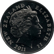 New Zealand Five Dollars Yellow-Eyed Penguin 2011 (u) KM# 348 NEW ZEALAND ELIZABETH II 2011 IRB coin obverse