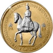 UK Five Shillings Coronation Crown 1953 EIIR EIIR ELIZABETH II DEI GRATIA BRITT OMN REGINA FIDEI DEFENSOR FIVE SHILLINGS coin obverse UK Five Shillings Coronation Crown 1953 EIIR EIIR ELIZABETH II DEI GRATIA BRITT OMN REGINA FIDEI DEFENSOR FIVE SHILLINGS coin obverse