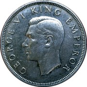 New Zealand Half Crown 100th Anniversary of New Zealand 1940 KM# 14 GEORGE VI KING EMPEROR HP coin obverse