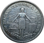 New Zealand Half Crown 100th Anniversary of New Zealand 1940 KM# 14 NEW ZEALAND CENTENNIAL HALF CROWN 1840 1940 coin reverse