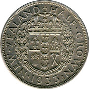 New Zealand Half Crown George V 1933 KM# 5 NEW∙ZEALAND HALF∙CROWN ∙*YEAR*∙ coin reverse New Zealand Half Crown George V 1933 KM# 5 NEW∙ZEALAND HALF∙CROWN ∙*YEAR*∙ coin reverse
