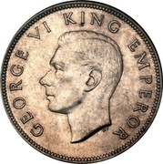 New Zealand Half Crown George VI 1944 Proof KM# 11 GEORGE VI KING EMPEROR HP coin obverse
