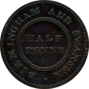 UK Half Penny Birmingham - Rose Copper Company 1811  BIRMINGHAM AND SWANSEA HALF PENNY coin reverse