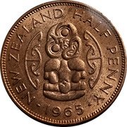 New Zealand Half Penny Elizabeth II (1st portrait) 1965 KM# 23.2 NEW ZEALAND HALF PENNY ∙ *YEAR* ∙ coin reverse New Zealand Half Penny Elizabeth II (1st portrait) 1965 KM# 23.2 NEW ZEALAND HALF PENNY ∙ *YEAR* ∙ coin reverse