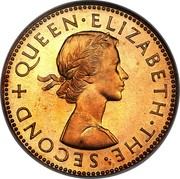 New Zealand Half Penny (Elizabeth II (1st portrait)) KM# 23.1 + QUEEN∙ELIZABETH∙THE∙SECOND coin obverse New Zealand Half Penny (Elizabeth II (1st portrait)) KM# 23.1 + QUEEN∙ELIZABETH∙THE∙SECOND coin obverse