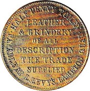 New Zealand Half Penny Hall Henry J. - Levy L. - Christchurch (1857) KM# Tn27 HALF PENNY TOKEN LEATHER & GRINDERY OF ALL DESCRIPTION THE TRADE SUPPLIED PAYABLE AT LEVY'S LAMBTON QUAY coin reverse
