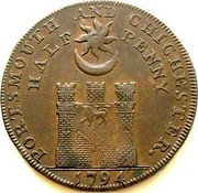 UK Half Penny Portsmouth / John Howard 1794  PORTSMOUTH AND CHICHESTER. HALF PENNY 1794 coin reverse UK Half Penny Portsmouth / John Howard 1794  PORTSMOUTH AND CHICHESTER. HALF PENNY 1794 coin reverse