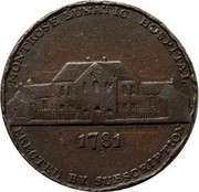 UK Halfpenny Angusshire - Montrose / Lunatic Hospital 1799  MONTROSE LUNATIC HOSPITAL ERECTED BY SUBSCRIPTION 1781 coin reverse UK Halfpenny Angusshire - Montrose / Lunatic Hospital 1799  MONTROSE LUNATIC HOSPITAL ERECTED BY SUBSCRIPTION 1781 coin reverse