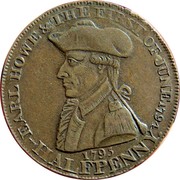 UK Halfpenny (Hampshire - Emsworth / Earl Howe) EARL HOWE & THE FIRST OF JUNE 1794 1795 HALFPENNY coin obverse UK Halfpenny (Hampshire - Emsworth / Earl Howe) EARL HOWE & THE FIRST OF JUNE 1794 1795 HALFPENNY coin obverse