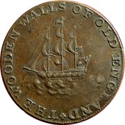 UK Halfpenny (Hampshire - Emsworth / Earl Howe) THE WOODEN WALLS OF OLD ENGLAND coin reverse UK Halfpenny (Hampshire - Emsworth / Earl Howe) THE WOODEN WALLS OF OLD ENGLAND coin reverse