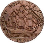 UK Halfpenny Hampshire - Gosport / J. Jordan 1794  PRO BONO PUBLICO 1794 coin reverse UK Halfpenny Hampshire - Gosport / J. Jordan 1794  PRO BONO PUBLICO 1794 coin reverse