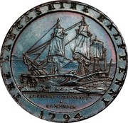 UK Halfpenny (Lancashire - Lancaster / D. Eccleston) THE LANCASHIRE HALFPENNY AGRICULT. MANUFACT. & COMMERCE 1794 coin reverse UK Halfpenny (Lancashire - Lancaster / D. Eccleston) THE LANCASHIRE HALFPENNY AGRICULT. MANUFACT. & COMMERCE 1794 coin reverse