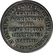 New Zealand Halfpenny Levy Lipman Wellington (1860-1869) KM# Tn38 .HALFPENNY TOKEN. PAYABLE AT LEVY'S LAMBTON QUAY LETHER & GRINDERY OF ALL DESCRIPTION THE TRADE SUPPLIED coin reverse New Zealand Halfpenny Levy Lipman Wellington (1860-1869) KM# Tn38 .HALFPENNY TOKEN. PAYABLE AT LEVY'S LAMBTON QUAY LETHER & GRINDERY OF ALL DESCRIPTION THE TRADE SUPPLIED coin reverse