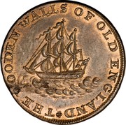 UK Halfpenny Middlesex - Duke of York 1795  THE WOODEN WALLS OF OLD ENGLAND coin reverse UK Halfpenny Middlesex - Duke of York 1795  THE WOODEN WALLS OF OLD ENGLAND coin reverse