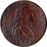 UK Halfpenny Middlesex - National Series / Duke of York 1795  FREDR DUKE OF YORK HALFPENNY 1795 coin obverse UK Halfpenny Middlesex - National Series / Duke of York 1795  FREDR DUKE OF YORK HALFPENNY 1795 coin obverse