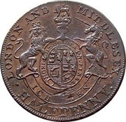 UK Halfpenny (Middlesex - National Series / Prince of Wales) LONDON AND MIDDLESEX ICH DIEN HALFPENNY coin reverse