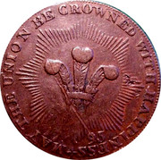 UK Halfpenny (Princess of Wales Starburst rays) MAY THE UNION BE CROWNED WITH HAPPINESS + 1795 coin reverse
