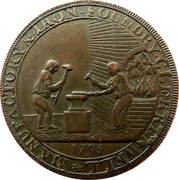 UK Halfpenny (Skidmore) MANUFACTORY ∙ & ∙ IRON - FOUNDRY ∙ CLERKENWELL * coin reverse UK Halfpenny (Skidmore) MANUFACTORY ∙ & ∙ IRON - FOUNDRY ∙ CLERKENWELL * coin reverse