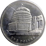 New Zealand One Dollar 25th Anniversary of the Coronation of Elizabeth II 1978 (l) KM# 47 NEW ZEALAND PARLIAMENT JB ONE DOLLAR coin reverse