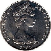 New Zealand One Dollar 50th Anniversary of New Zealand Coinage 1983 KM# 53 ELIZABETH II NEW ZEALAND 1983 coin obverse