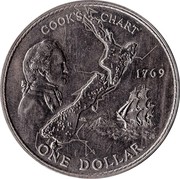 New Zealand One Dollar Captain Cooks Voyage 1969 (c) KM# 40.3 COOK'S CHART 1769 ONE DOLLAR coin reverse New Zealand One Dollar Captain Cooks Voyage 1969 (c) KM# 40.3 COOK'S CHART 1769 ONE DOLLAR coin reverse