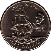 New Zealand One Dollar Cook Islands 1970 Proof KM# 43 COOK ISLANDS JAMES COOK ONE DOLLAR coin reverse