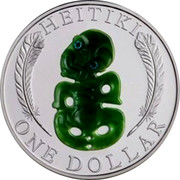 New Zealand One Dollar Heitiki 2010 (m) Proof KM# 341 HEITIKI ONE DOLLAR coin reverse New Zealand One Dollar Heitiki 2010 (m) Proof KM# 341 HEITIKI ONE DOLLAR coin reverse
