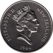 New Zealand One Dollar Kakapo Bird 1986 KM# 57 ELIZABETH II NEW ZEALAND 1986 RDM coin obverse New Zealand One Dollar Kakapo Bird 1986 KM# 57 ELIZABETH II NEW ZEALAND 1986 RDM coin obverse