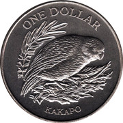 New Zealand One Dollar Kakapo Bird 1986 KM# 57 ONE DOLLAR KAKAPO coin reverse New Zealand One Dollar Kakapo Bird 1986 KM# 57 ONE DOLLAR KAKAPO coin reverse