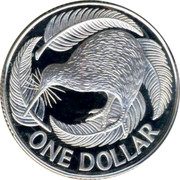 New Zealand One Dollar Kiwi 1990 Proof KM# 78a ONE DOLLAR coin reverse New Zealand One Dollar Kiwi 1990 Proof KM# 78a ONE DOLLAR coin reverse