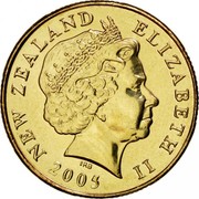 New Zealand One Dollar Kiwi 2005 (c) Proof KM# 120 ELIZABETH II NEW ZEALAND *YEAR* IRB coin obverse