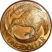 New Zealand One Dollar (Kiwi) KM# 78 ONE DOLLAR coin reverse New Zealand One Dollar (Kiwi) KM# 78 ONE DOLLAR coin reverse