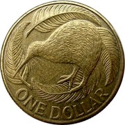 New Zealand One Dollar (Kiwi) KM# 120b ONE DOLLAR coin reverse New Zealand One Dollar (Kiwi) KM# 120b ONE DOLLAR coin reverse